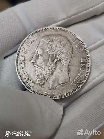 5 франков 1868, 1871 Бельгия, леопольдii, серебро