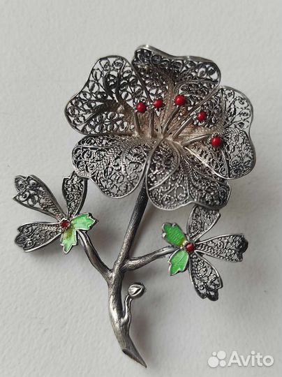 Антикварная брошь серебро