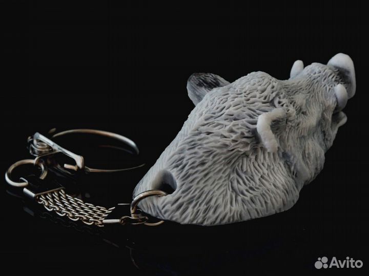 Брелок Голова Дикого Кабана литьевой мрамор