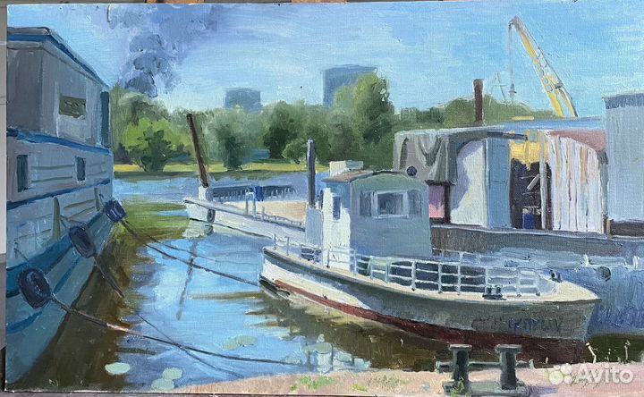 Картина маслом пейзаж пристань