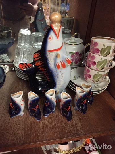 Набор для коньяка Штофф рыба и рюмки рыбки