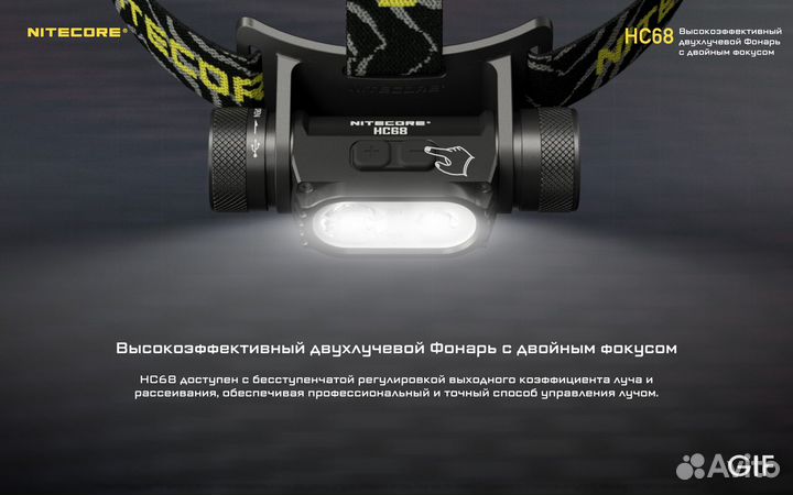 Налобный фонарь nitecore HC68 2*Luminus SST-40-W