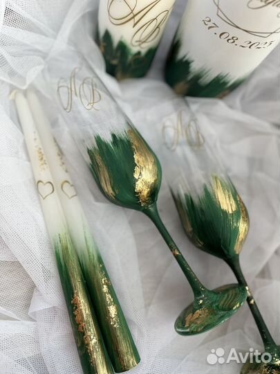 Свадебные украшения,свадебные бутылки, бокалы