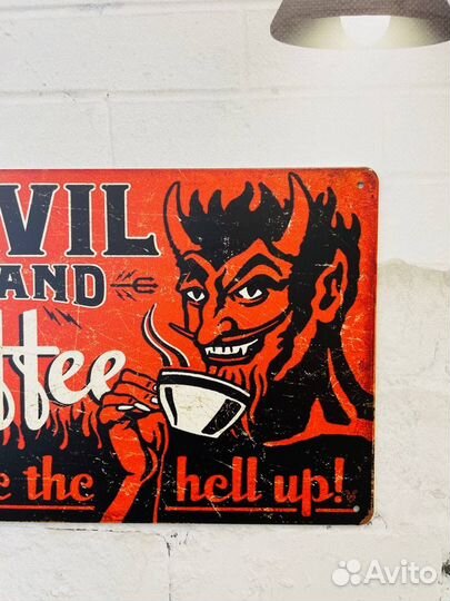 Декор на стену табличка Devil brand coffee