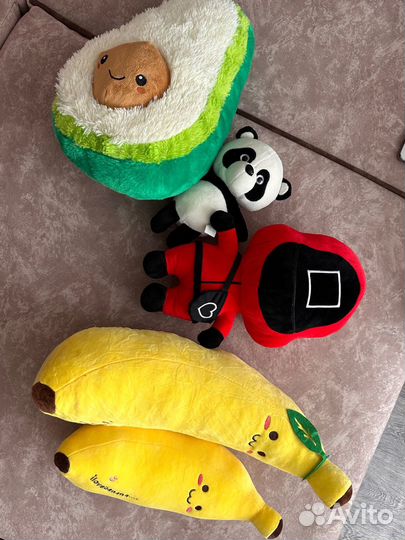Мягкая игрушка банан, панда, авокадо