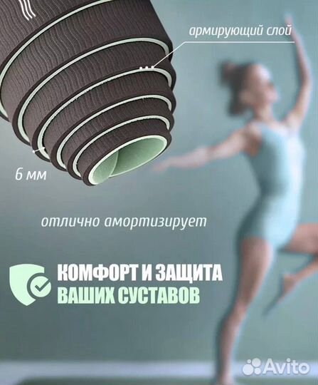 Коврик для йоги и фитнеса новый