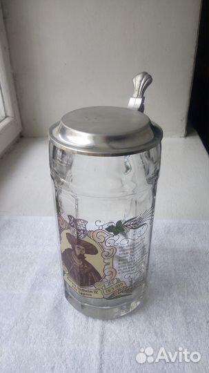 Немецкая пивная кружка 1 л. Крышка олово