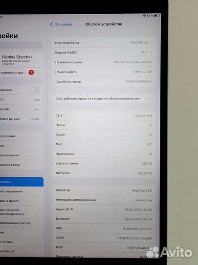 iPad pro 10.5 Wi-Fi + LTE 256gb