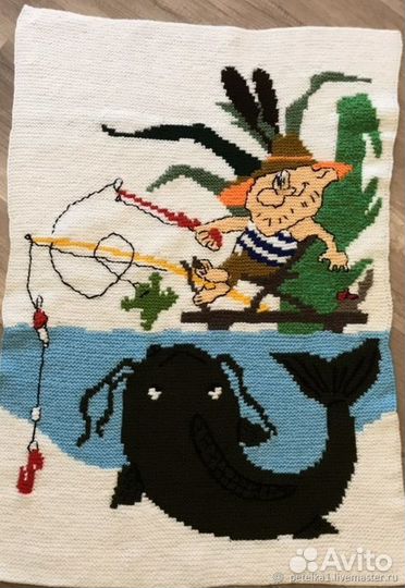 Плед вязаный охотнику и рыбаку