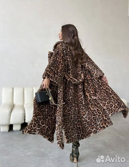 Леопардовая шуба в пол