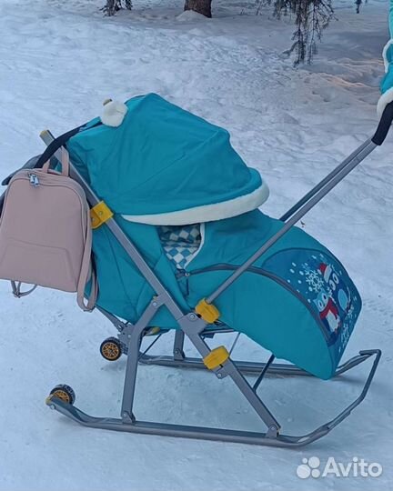 Детские санки коляска с колесами