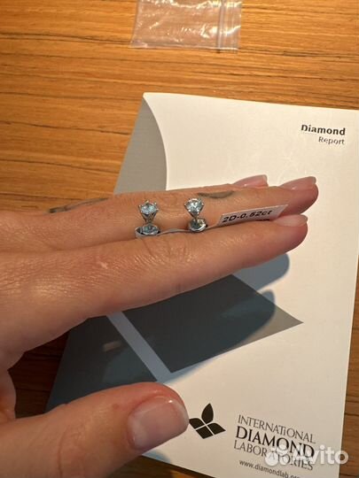 Пуссеты с бриллиантами 0,52 ct