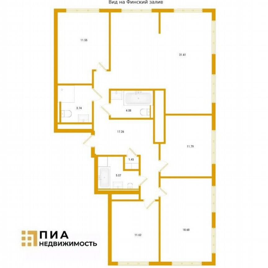 3-к. квартира, 116,9 м², 14/18 эт.