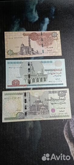 Набор банкнот, купюр Египта 1,5,20 фунтов
