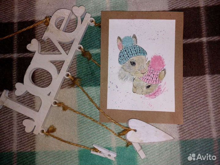 Открытка ручной работы акварель скетч