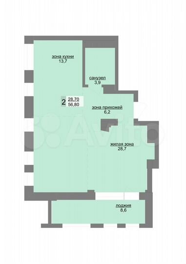 2-к. квартира, 56,8 м², 24/31 эт.