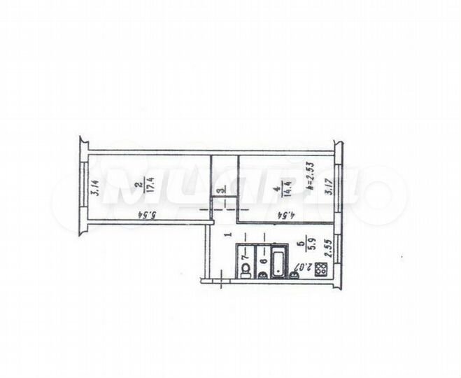 2-к. квартира, 48 м², 1/5 эт.