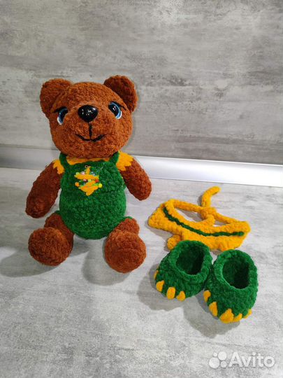 Мягкая вязаная игрушка Мишутка в костюме дракона