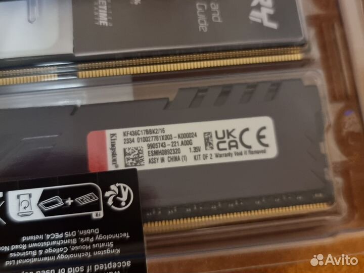 Новая, чек Kingston 16Gb DDR4 3200MHz