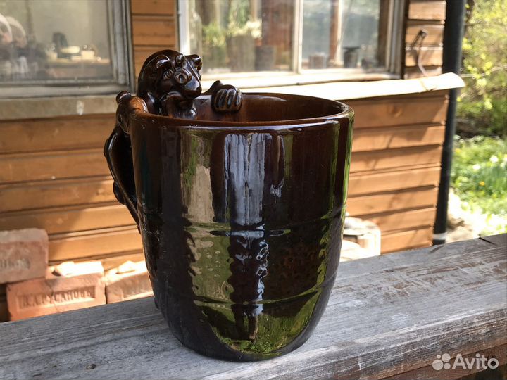 Пивная кружка большая чертик и музыкант