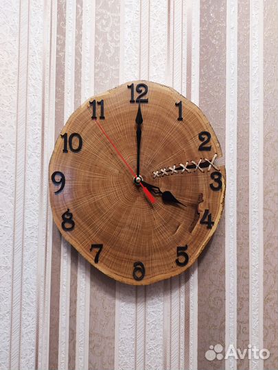 Часы настенные из натурального дерева Лофт /Кантри