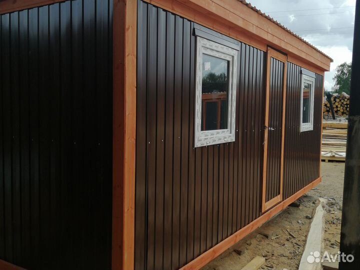 Бытовка утепленная дачная 6х2,3м распашная