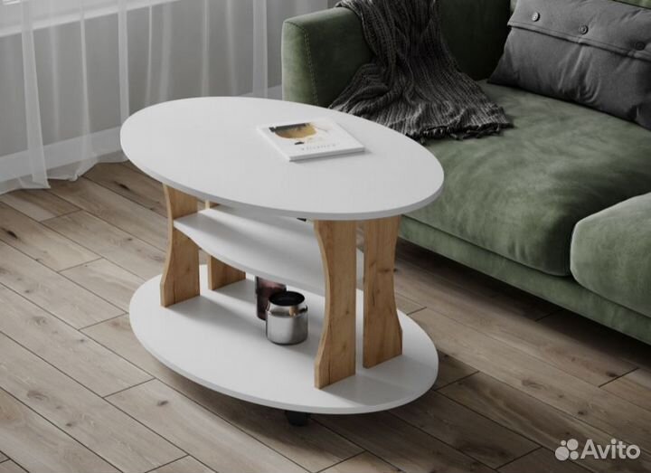 Журнальный стол Консул 1 Белый/Дуб крафт золотой