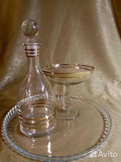 Набор винтажной посуды из тонкого стекла