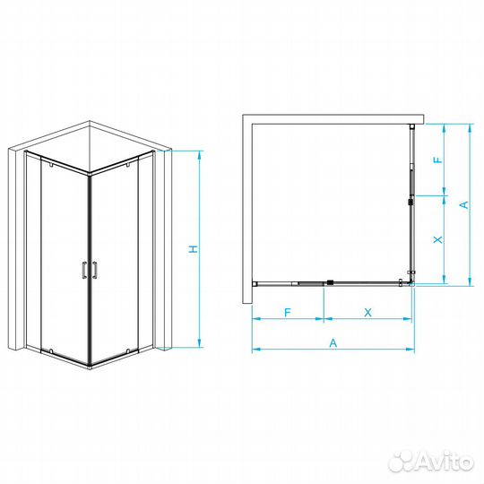 Душ. уголок RGW 80x80 Хром/прозрач 350803888-14