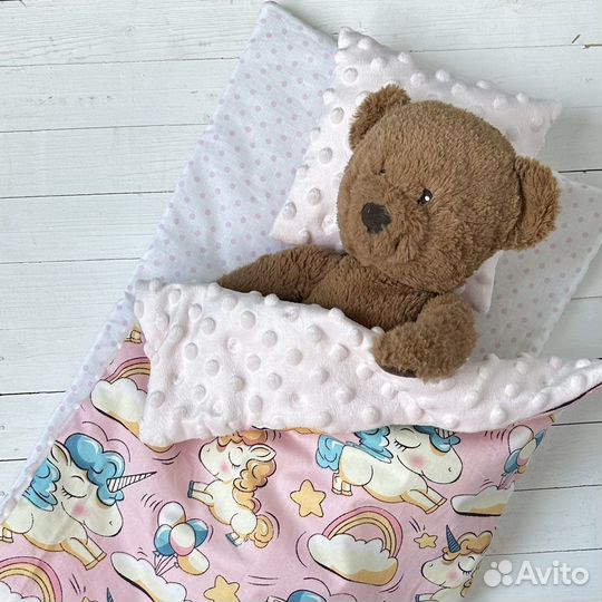 Постельный комплект в кроватку коляску для куклы