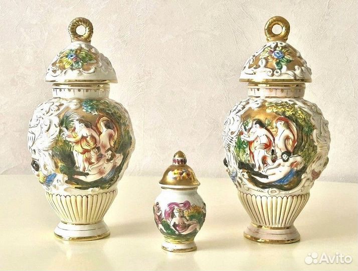 Итальянские вазы Каподимонте фарфор антиквариат
