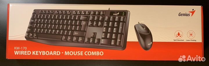 Комплект клавиатура и мышь genius km-170