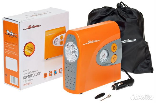 Компрессор master L пласт.корпус + фонарь, в сумке