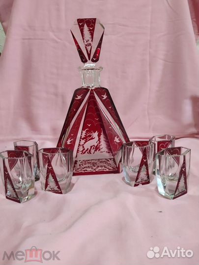 Винный набор Богемия. Цветное стекло