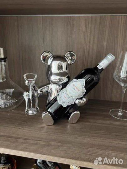 Подставка для винных бутылок и бокалов Мишка