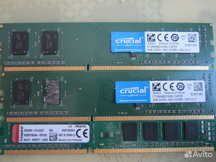 Оперативная память dimm DDR3 Crucial и Kingston