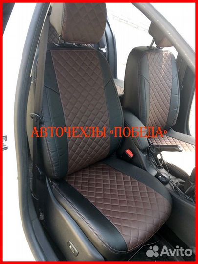 Чехлы Renault Fluence из экокожи чёрно-шоколадные