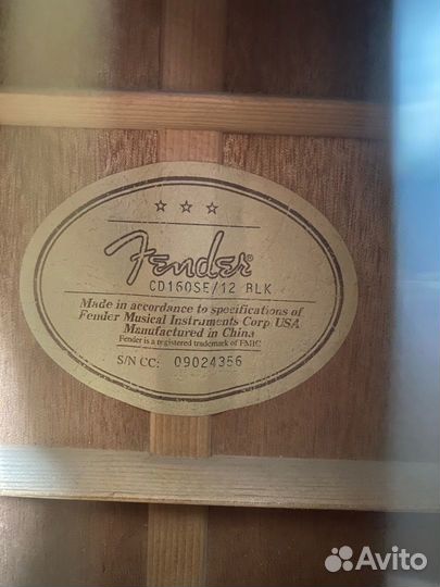 12-струнная гитара Fender CD160SE/12 BLK