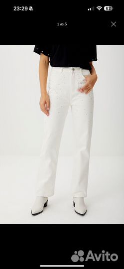 Джинсы плотные женские со стразами