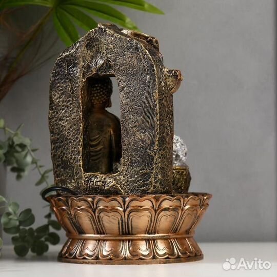 Фонтан настольный от сети, подсветка 'Будда в арке