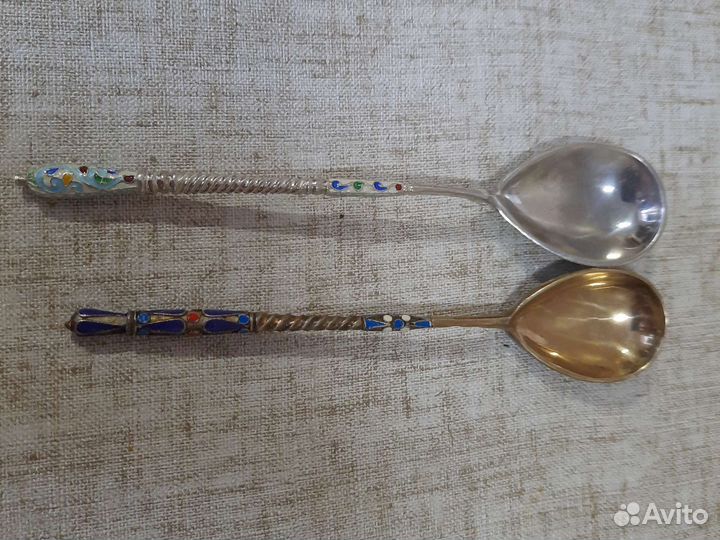 Серебрянные ложки в эмалях 84 пробы