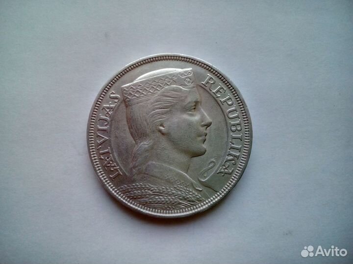 5 латов 1931 Серебро 835 пробы Оригинал UNC