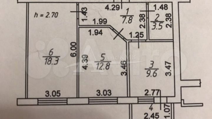 2-к. квартира, 55 м², 3/5 эт.