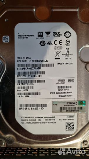 Серверный жёсткий диск HP MB8000gfecr 8TB