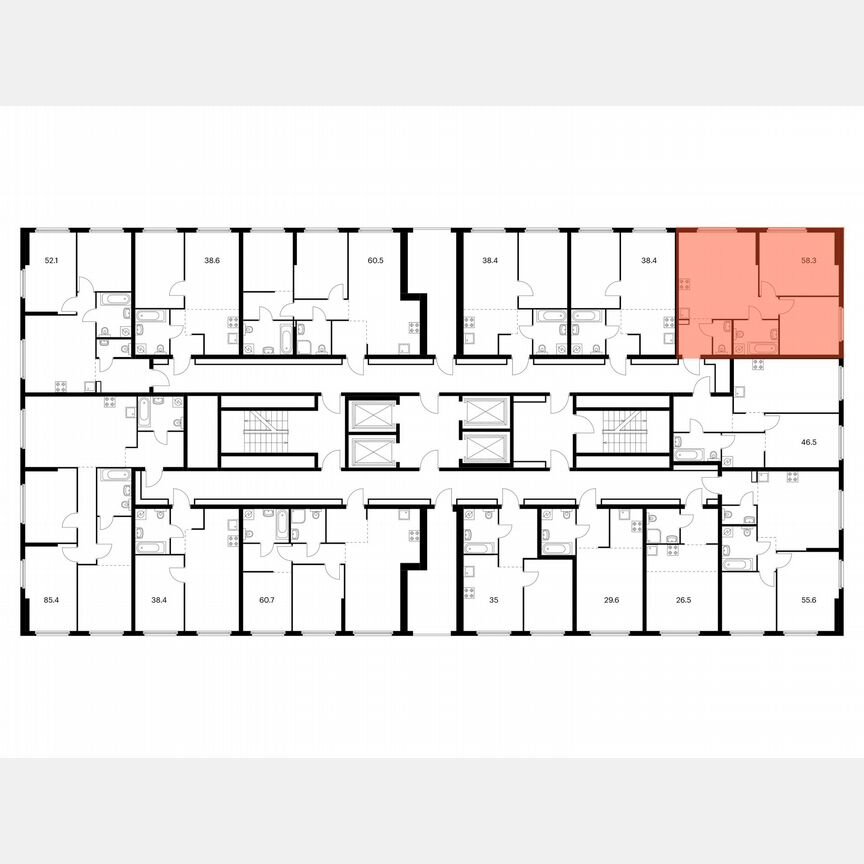 2-к. квартира, 58,3 м², 32/32 эт.