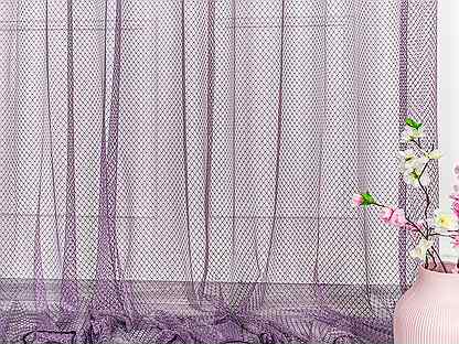 Тюль авалон (фиолет) готовый на окна пошив