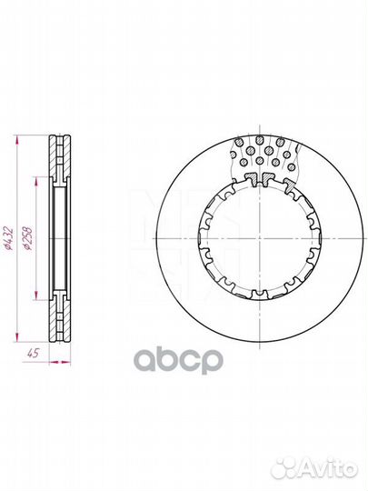 Диск тормозной передн./задн.вентил. 432x45x217
