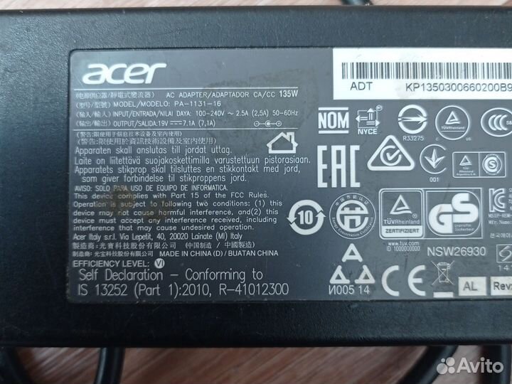 Блок питания для ноутбука acer 19v