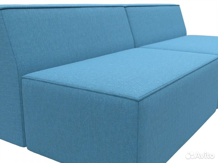 Диван прямой модульный Монс, рогожка, амур голубой