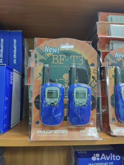 Детские рации Baofeng BF-T3 синие комплект 2 шт
